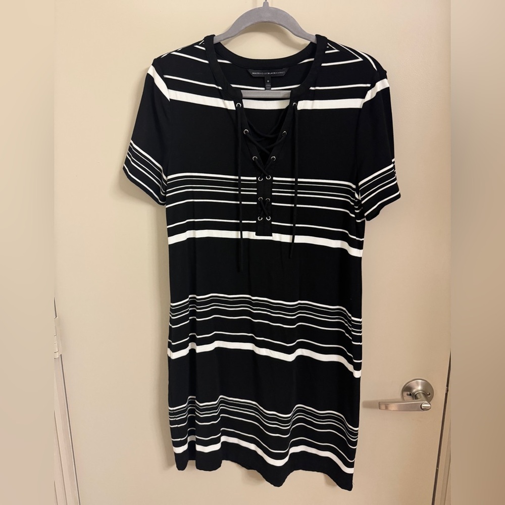 White House Black Market Striped Lace Up Dress